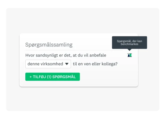Produktskærmbillede af et spørgsmål fra spørgsmålssamlingen i en spørgeundersøgelse.