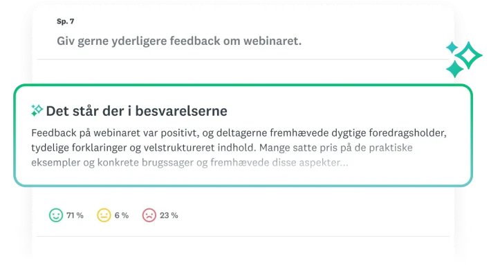 Modal med hvad der står i besvarelser, som sammenfatter den tematiske analyse af et spørgsmål i en spørgeundersøgelse