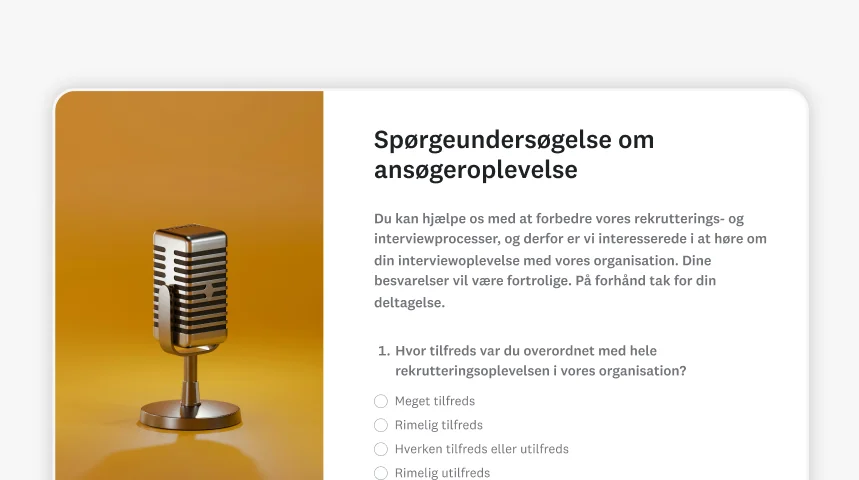 Skærmbillede af SurveyMonkeys skabelon til spørgeundersøgelse om ansøgeroplevelse