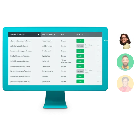 Computer med en liste over folks e-mailadresser