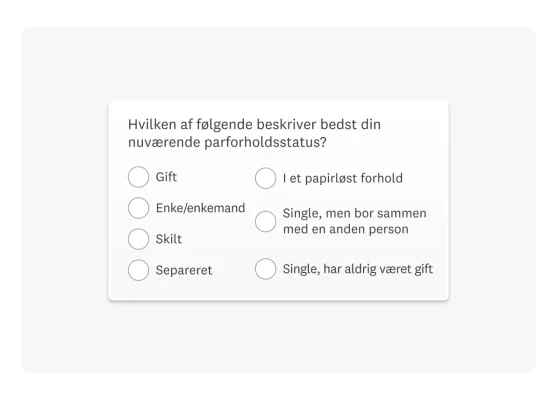 Demografisk spørgsmål spørger om nuværende civilstand