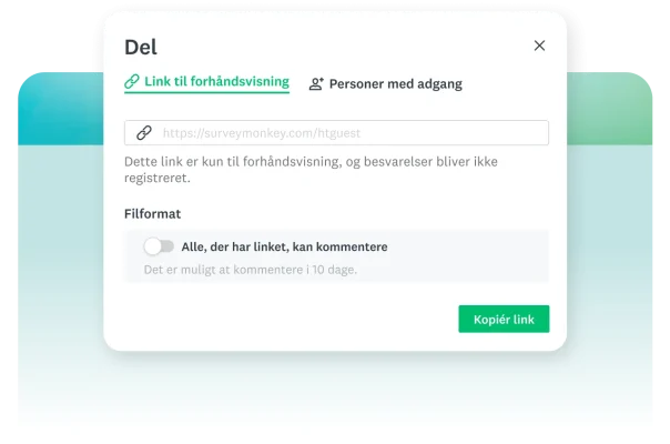 Forhåndsvisning af linkfunktionalitet, der gør det muligt at tilføje kommentarer direkte