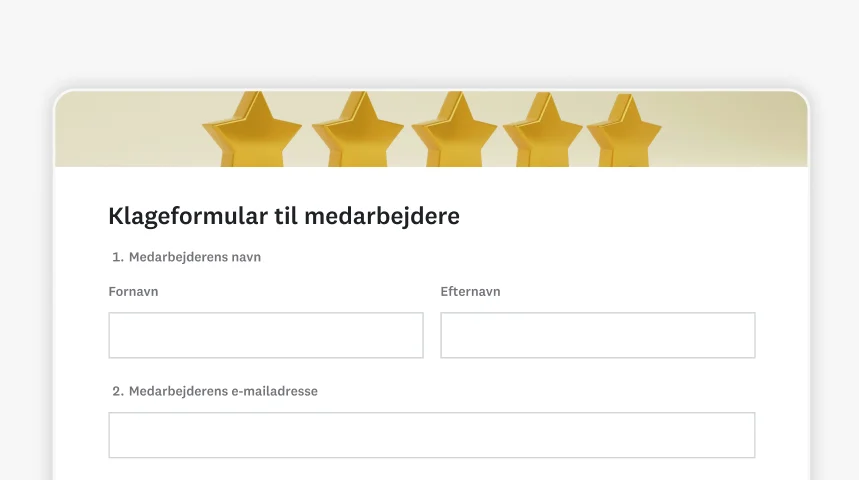 Skærmbillede af SurveyMonkey-skabelon til klageformular til medarbejdere