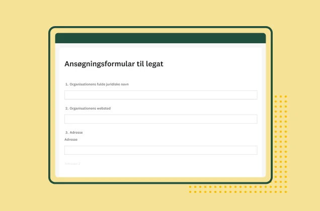 Skærmbillede af SurveyMonkey-skabelon til ansøgningsformular til legat