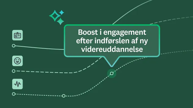 Linjediagrammer med et datapunkt, der viser øget engagement efter indførslen af ny videreuddannelse