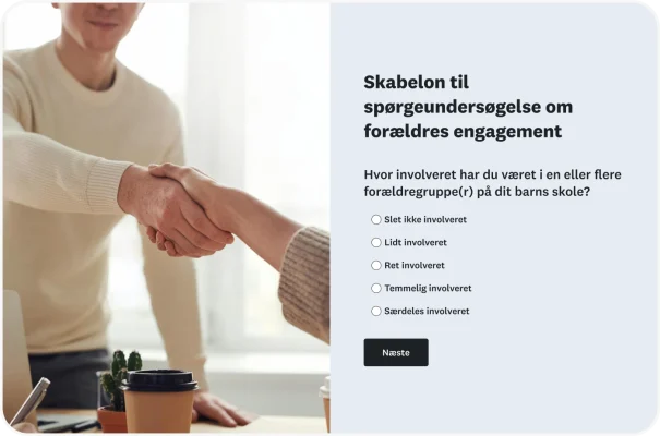 Spørgeundersøgelse om forældres engagement, der lyder: "Hvor involveret har du været i forældregruppe(r) på dit barns skole?"