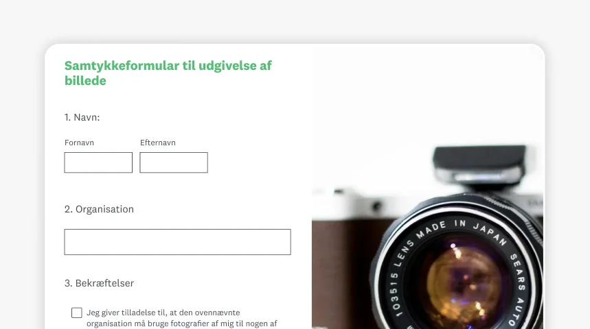 Skærmbillede af SurveyMonkeys samtykkeformular til udgivelse af billede