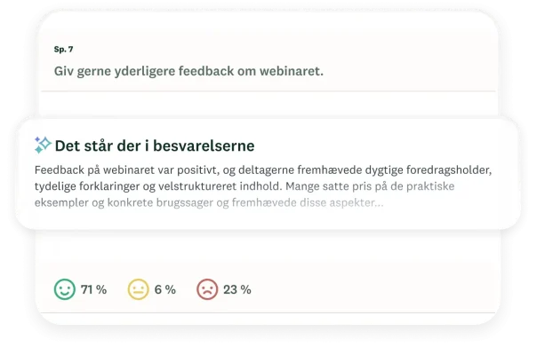 Modal med hvad der står i besvarelser, som sammenfatter den tematiske analyse af et spørgsmål i en spørgeundersøgelse