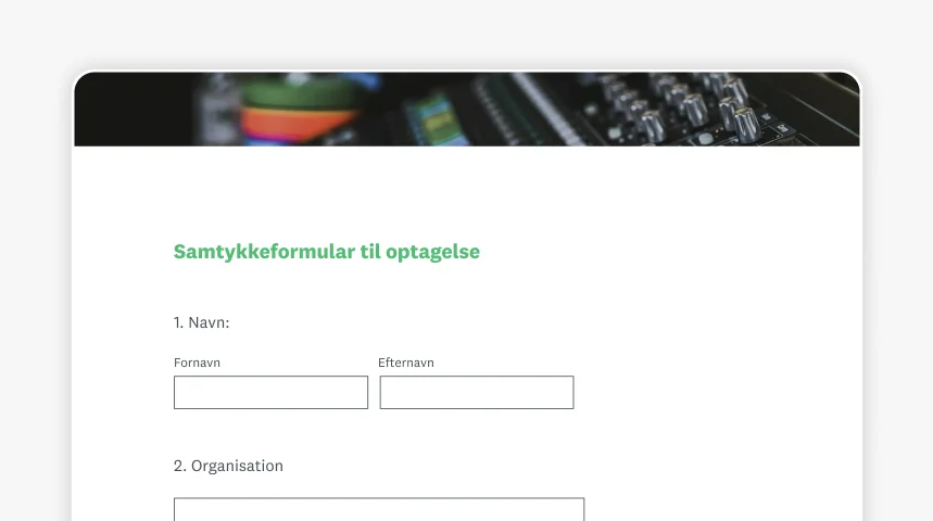 Skærmbillede af SurveyMonkeys samtykkeformular til optagelse