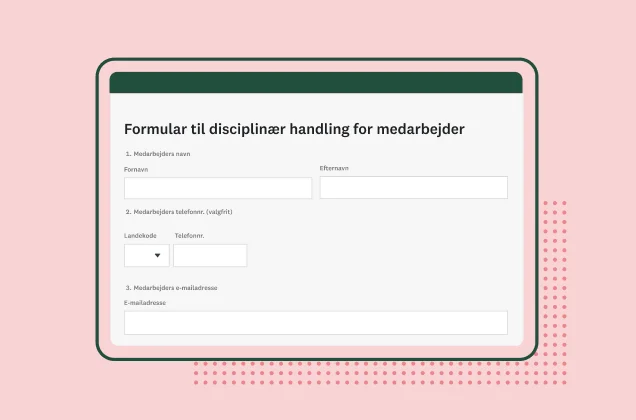 Skærmbillede af SurveyMonkey-skabelon til formular til disciplinær handling for medarbejder