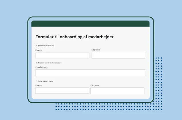 Skærmbillede af SurveyMonkey-skabelon til formular til onboarding af medarbejder