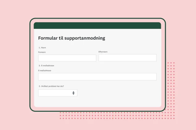 Skærmbillede af SurveyMonkeys formular til supportanmodning
