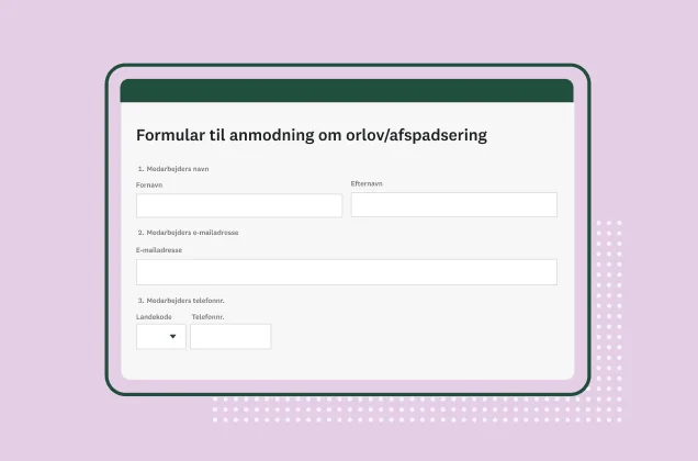 Skærmbillede af SurveyMonkeys formular til anmodning om orlov/afspadsering