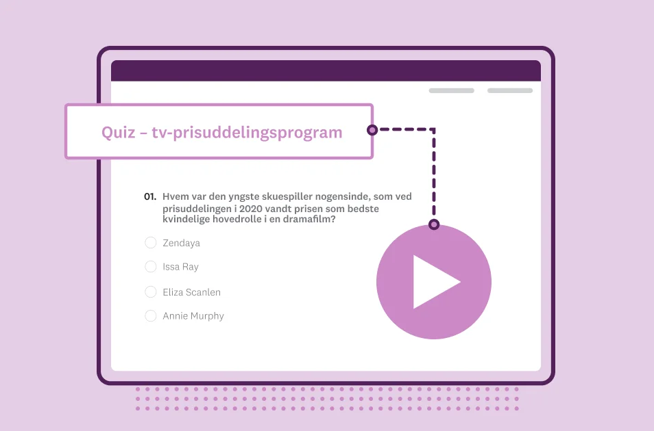 Skærmbillede af SurveyMonkeys skabelon til quiz om tv-prisuddelingsprogram