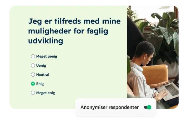 Spørgsmål til spørgeundersøgelse, der spørger, om du er tilfreds med mulighederne for faglig udvikling.