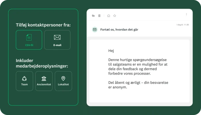 Billede med brugergrænseflade til oprettelse af en spørgeundersøgelse til salgsteam