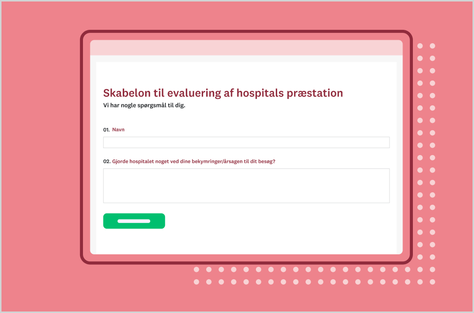 Skærmbillede af SurveyMonkey-skabelon til spørgeundersøgelse hospitalsevaluering