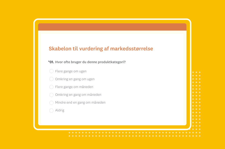Skærmbillede af SurveyMonkeys skabelon til spørgeundersøgelse til vurdering af markedsstørrelse