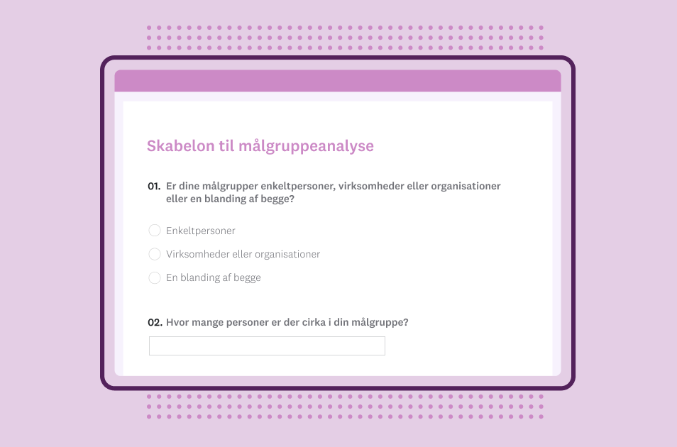 Skærmbillede af SurveyMonkeys skabelon til spørgeundersøgelse om målgruppeanalyse