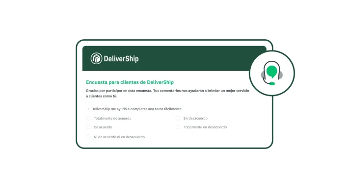 Ejemplo de encuesta de CES de DeliverShip