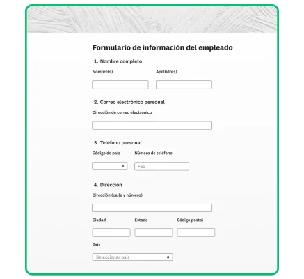 Plantilla de formulario para empleados