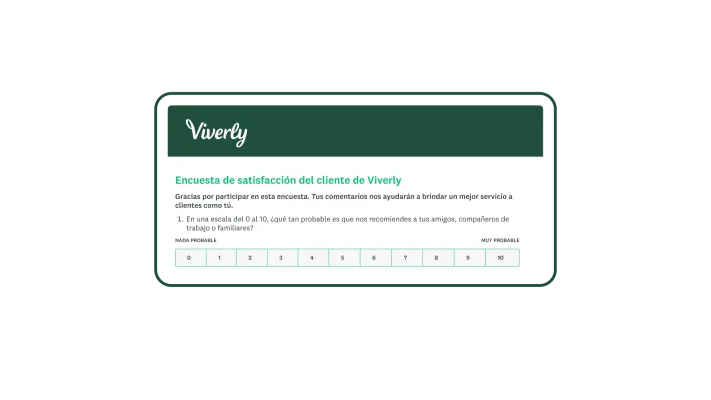 Encuesta de satisfacción del cliente de Viverly