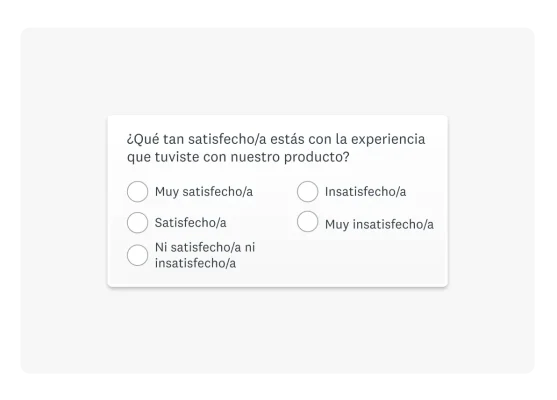 Pregunta de la puntuación de satisfacción del cliente (CSAT): “¿Cómo calificarías tu experiencia con nuestro producto?”