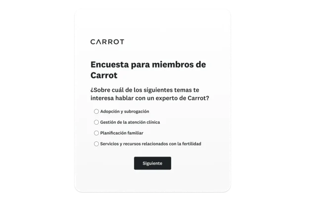 Pregunta de encuesta de Carrot