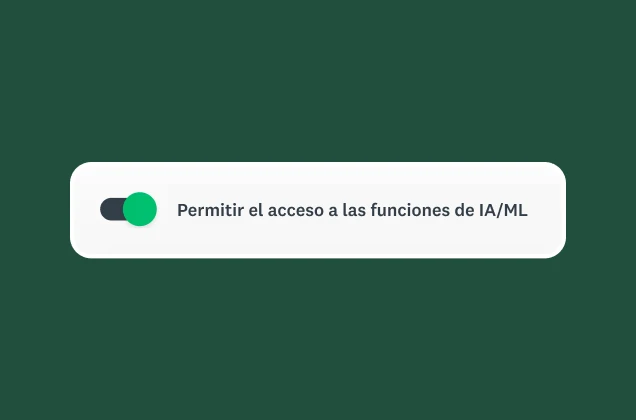 Botón deslizante que dice Permitir acceso a funciones de IA/ML