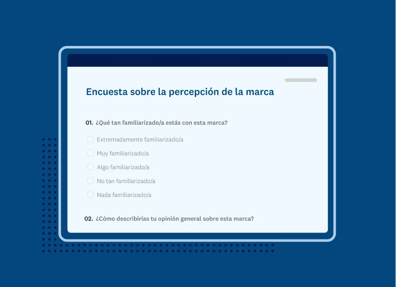 Captura de pantalla de la plantilla de encuesta de SurveyMonkey sobre percepción de la marca