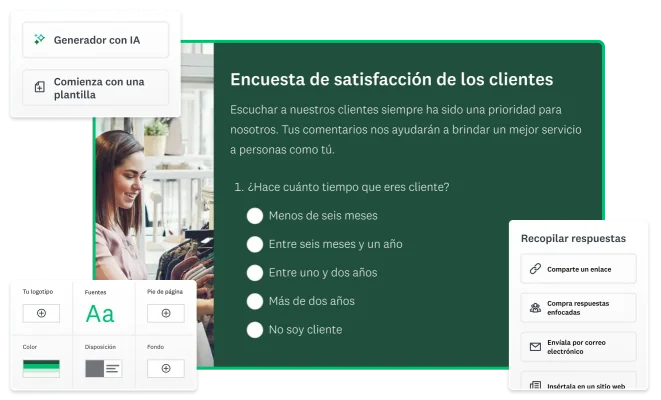 Captura de pantalla de la plantilla de encuesta de SurveyMonkey sobre satisfacción del cliente