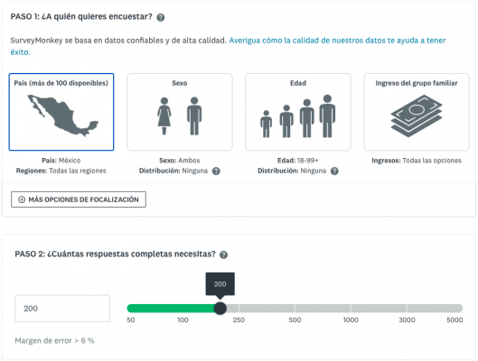 Calculadora de SurveyMonkey Audience