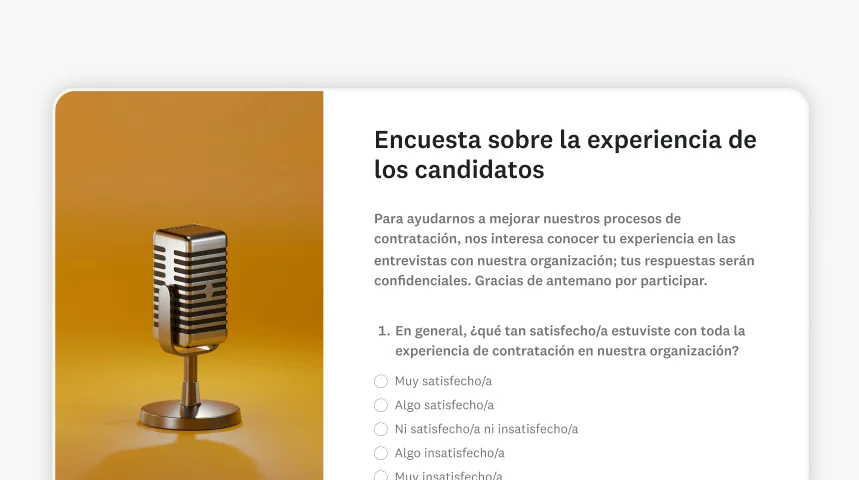 Captura de pantalla de la plantilla de encuesta de SurveyMonkey sobre la experiencia de los candidatos