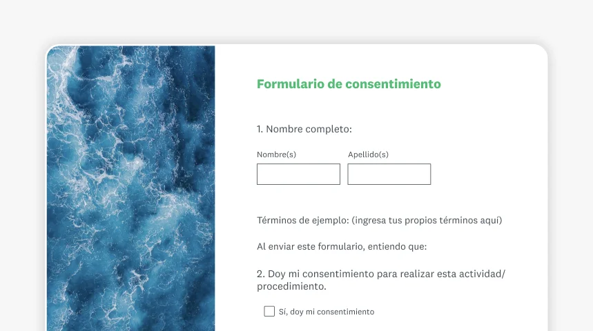 Captura de pantalla del formulario de consentimiento de SurveyMonkey