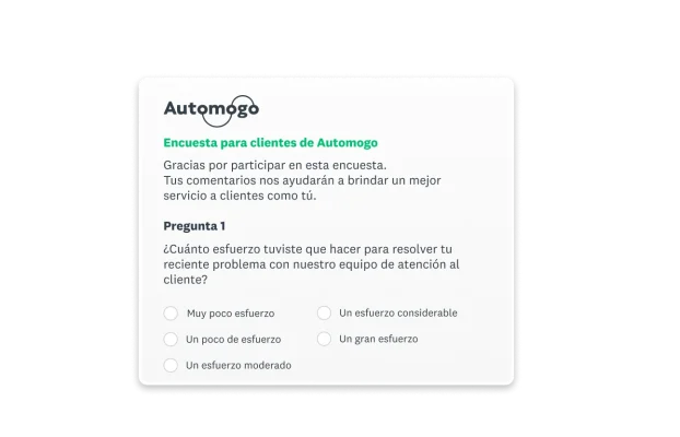 Pregunta de encuesta sobre el esfuerzo requerido para resolver un problema