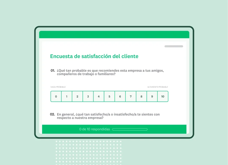 Captura de pantalla de la plantilla de encuesta de SurveyMonkey sobre satisfacción del cliente