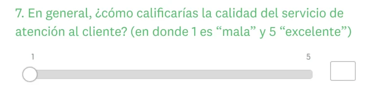 Pregunta cerrada de control deslizante