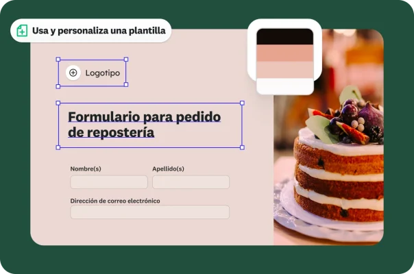 Formulario para pedido de repostería creado con SurveyMonkey