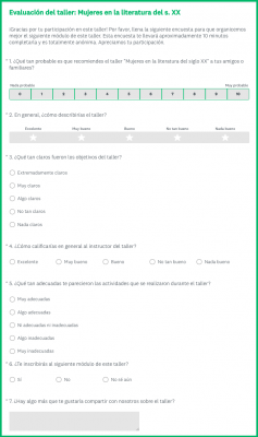 Encuesta de satisfacción del taller