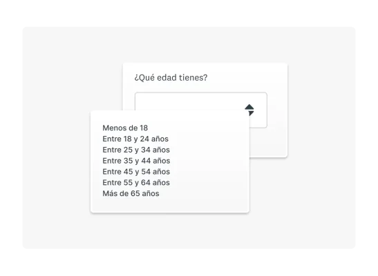 Ejemplo de pregunta de encuesta de menús desplegables