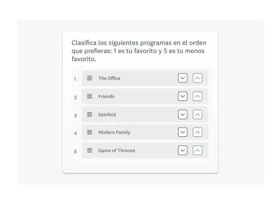 Ejemplo de pregunta de ranking