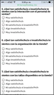 Preguntas individuales en dispositivos móviles