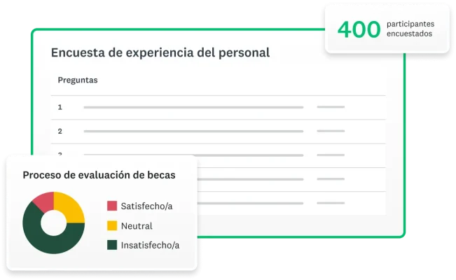 Captura de pantalla de SurveyMonkey que muestra una encuesta de experiencia del personal