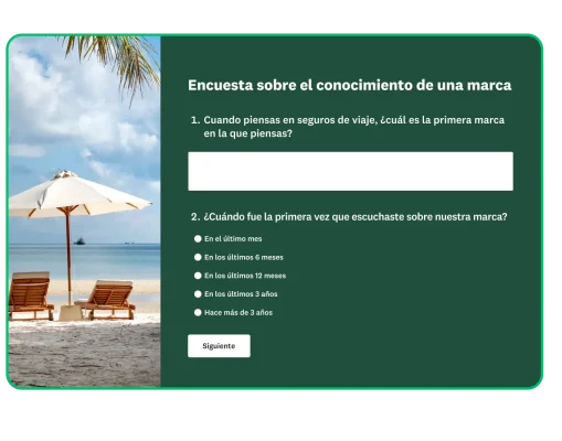 Captura de pantalla de una encuesta sobre el conocimiento de la marca