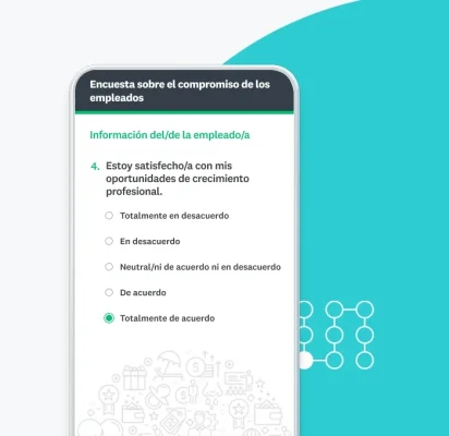 Ejemplo de una encuesta en la pantalla de un teléfono