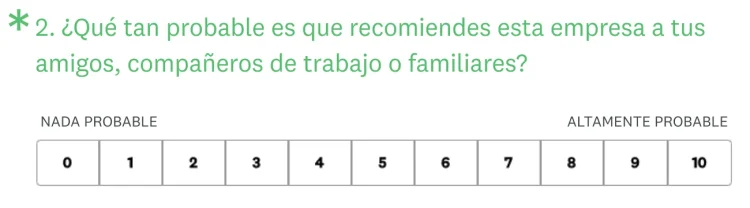 Pregunta cerrada de NPS