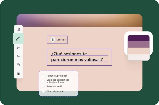 Captura de pantalla de una encuesta de evento creada en SurveyMonkey, que muestra una pregunta sobre qué sesión fue más valiosa