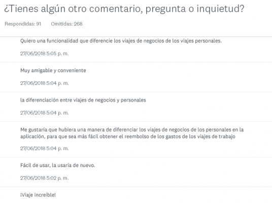 Pregunta abierta en encuesta de CarpoolLane