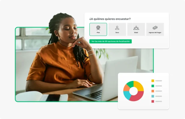 Mujer que crea una encuesta