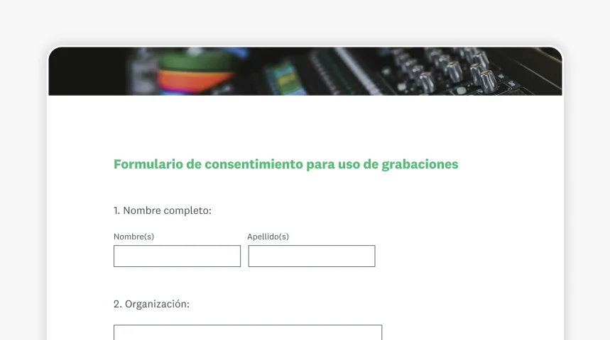 Captura de pantalla del formulario de consentimiento para uso de grabaciones de SurveyMonkey